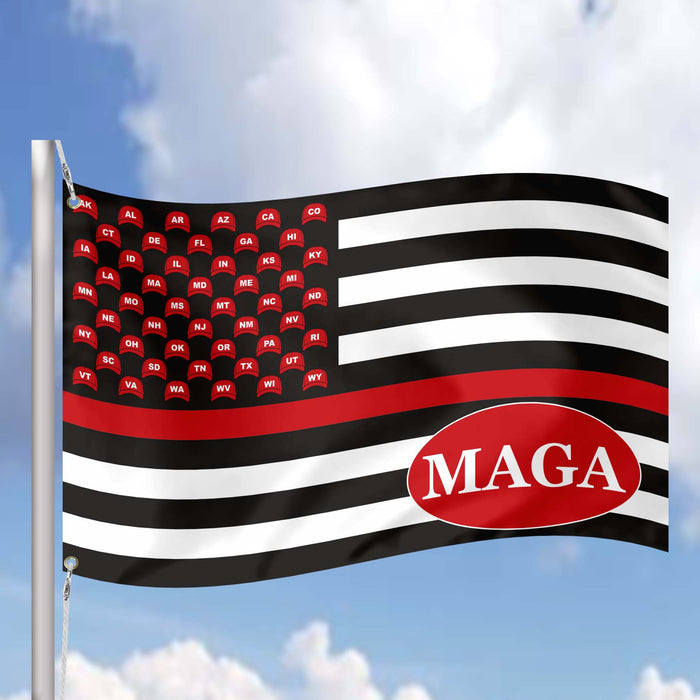 MAGA USA Trump Republican Party Thin Blue / Red / Green Line Flag
