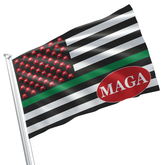 MAGA USA Trump Republican Party Thin Blue / Red / Green Line Flag
