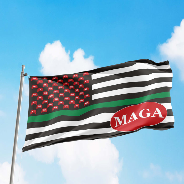 MAGA USA Trump Republican Party Thin Blue / Red / Green Line Flag