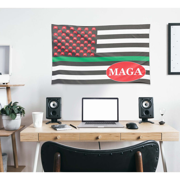MAGA USA Trump Republican Party Thin Blue / Red / Green Line Flag