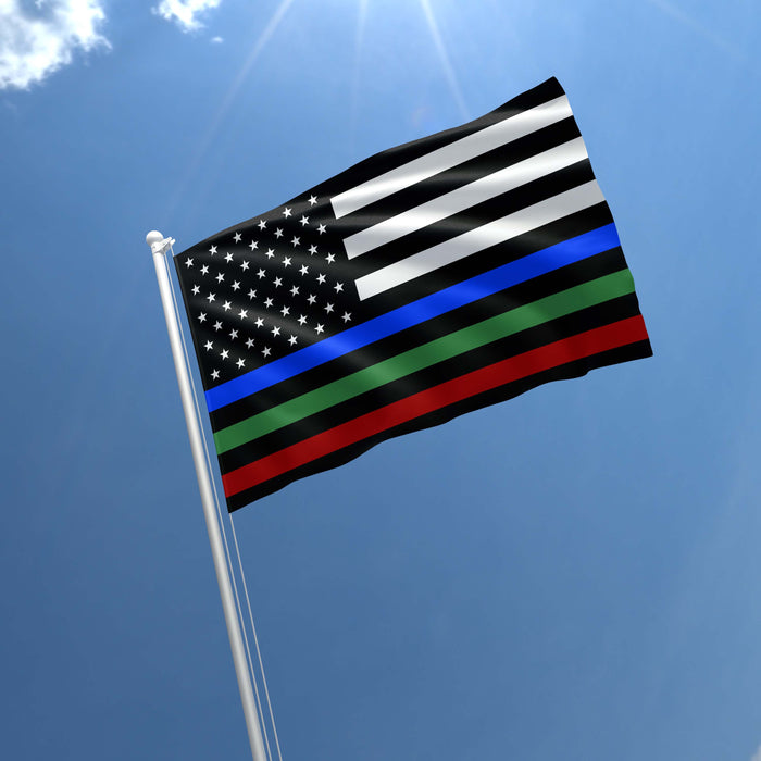 Thin Red Blue Green Line Honor Flag Banner