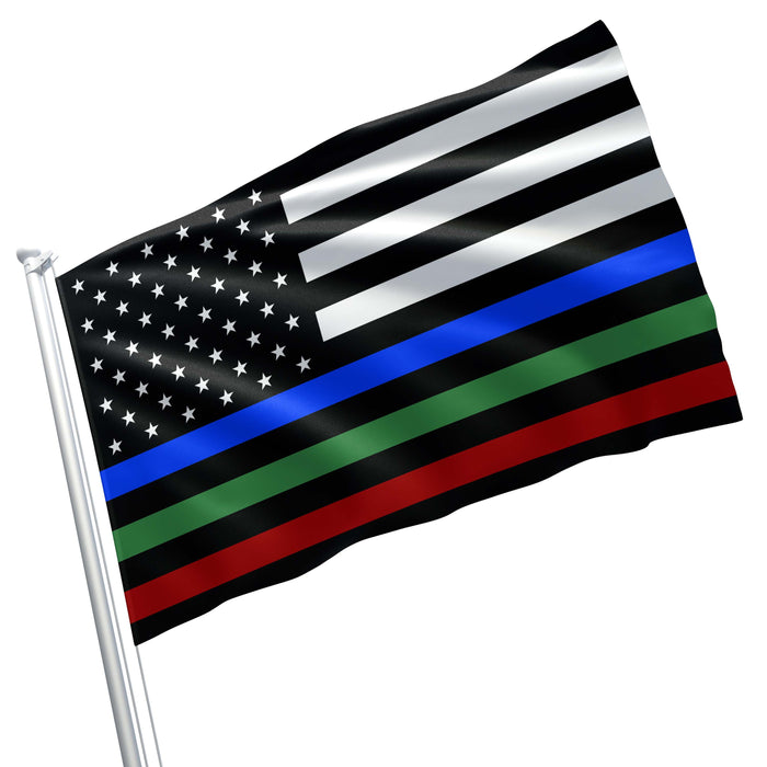 Thin Red Blue Green Line Honor Flag Banner
