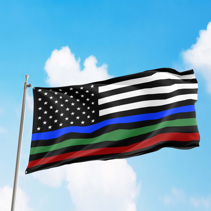 Thin Red Blue Green Line Honor Flag Banner