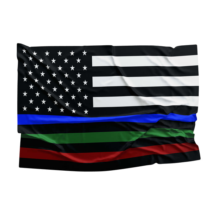 Thin Red Blue Green Line Honor Flag Banner