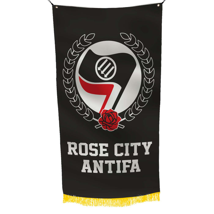 Antifa Rose City Anti-Fascist & Anti-Racist Political Movement USA Flag Banner