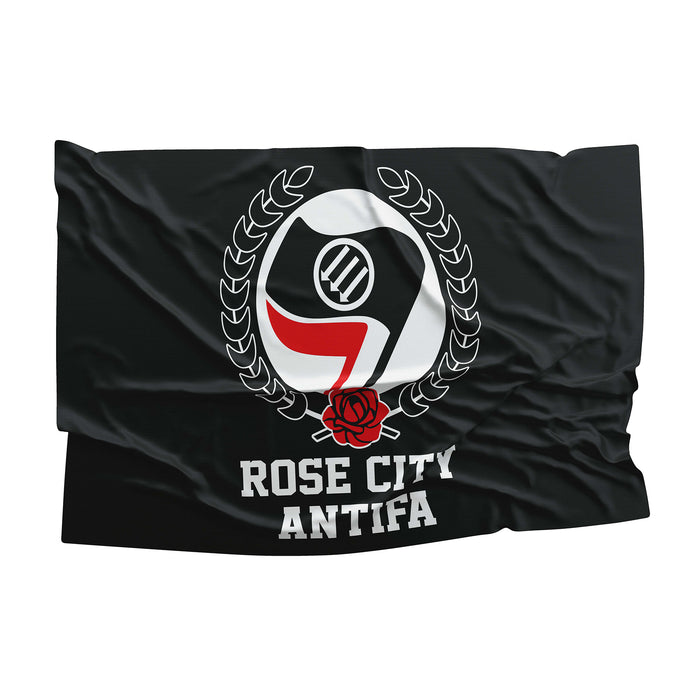 Antifa Rose City Anti-Fascist & Anti-Racist Political Movement USA Flag Banner