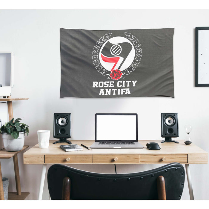 Antifa Rose City Anti-Fascist & Anti-Racist Political Movement USA Flag Banner