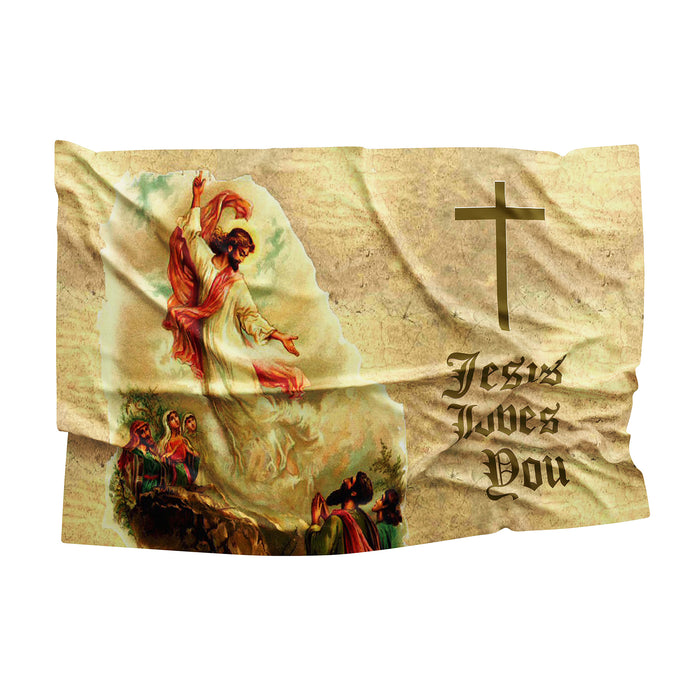 Christian Jesus Loves You Flag Banner