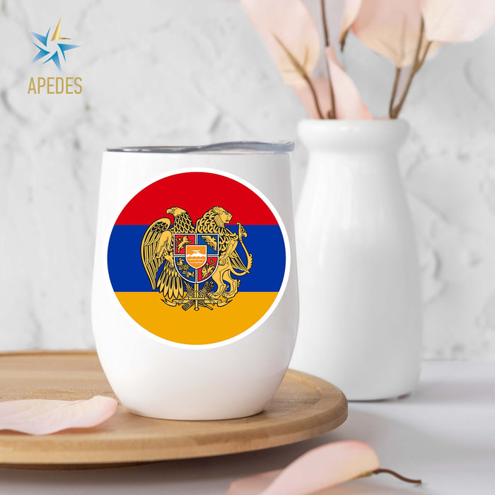 Armenia Flag Stainless Steel Stemless Wine Cup 12 OZ