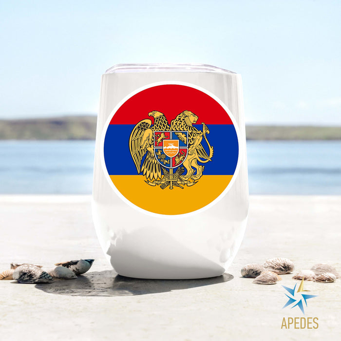 Armenia Flag Stainless Steel Stemless Wine Cup 12 OZ