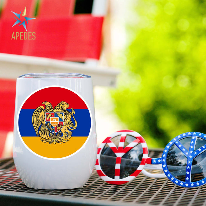 Armenia Flag Stainless Steel Stemless Wine Cup 12 OZ