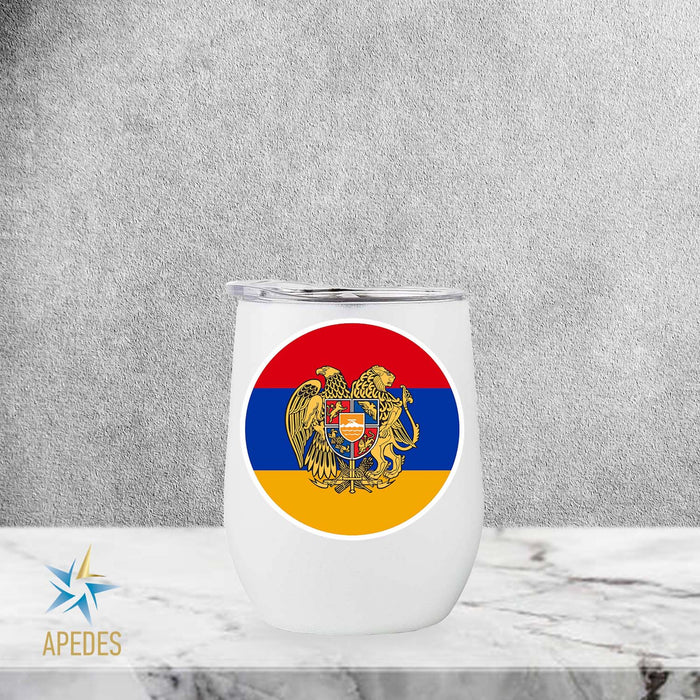 Armenia Flag Stainless Steel Stemless Wine Cup 12 OZ