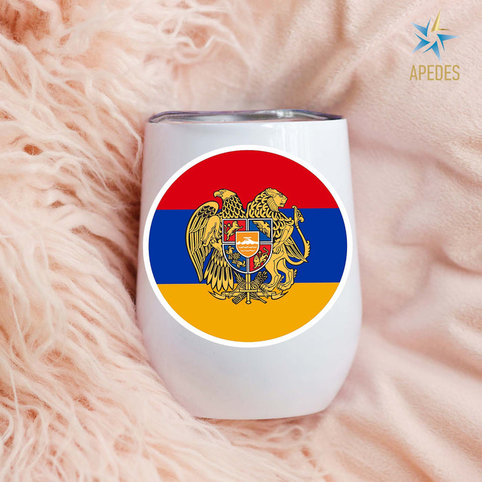 Armenia Flag Stainless Steel Stemless Wine Cup 12 OZ