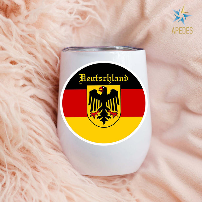 Germany Flag Stainless Steel Stemless Wine Cup 12 OZ