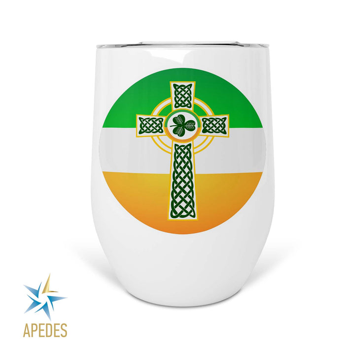 Irish Celtic Crest Ireland Flag Stainless Steel Stemless Wine Cup 12 OZ