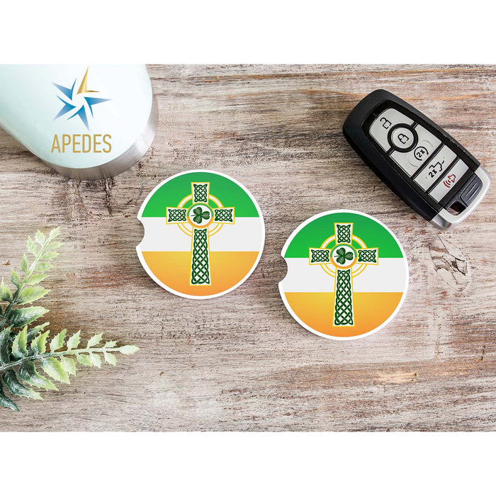 Irish Celtic Crest Ireland Car Cup Holder Coaster (Set of 2)