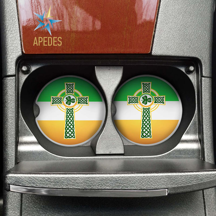 Irish Celtic Crest Ireland Car Cup Holder Coaster (Set of 2)