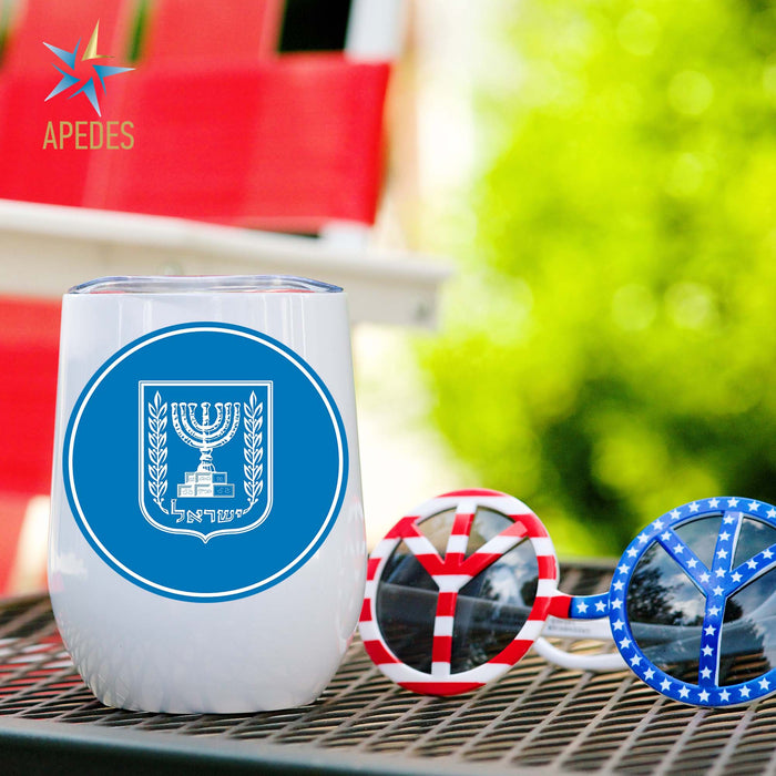 Israel Flag Stainless Steel Stemless Wine Cup 12 OZ