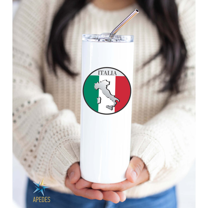 Italy Flag Stainless Steel Skinny Tumbler 20 OZ