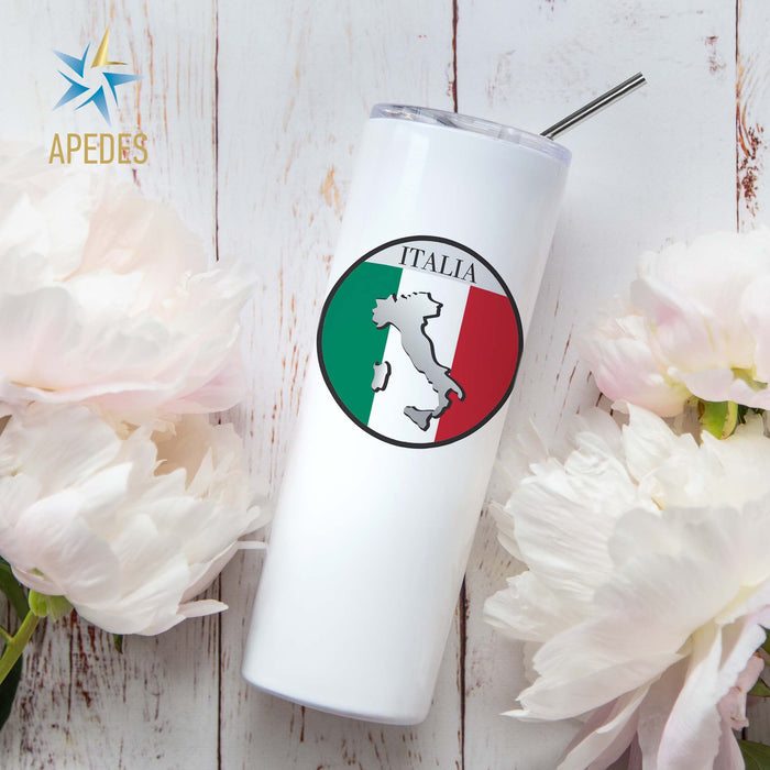 Italy Flag Stainless Steel Skinny Tumbler 20 OZ