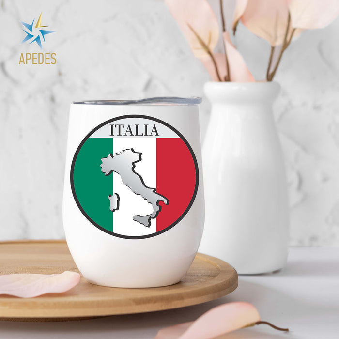 Italy Flag Stainless Steel Stemless Wine Cup 12 OZ