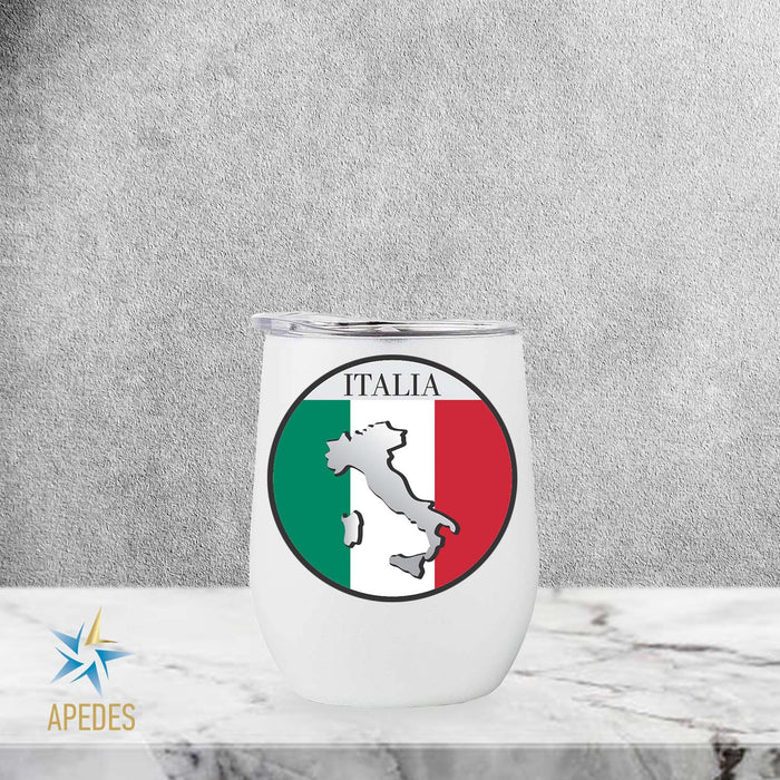 Italy Flag Stainless Steel Stemless Wine Cup 12 OZ