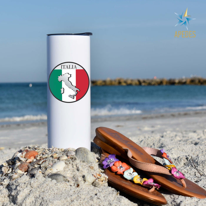 Italy Flag Stainless Steel Skinny Tumbler 20 OZ