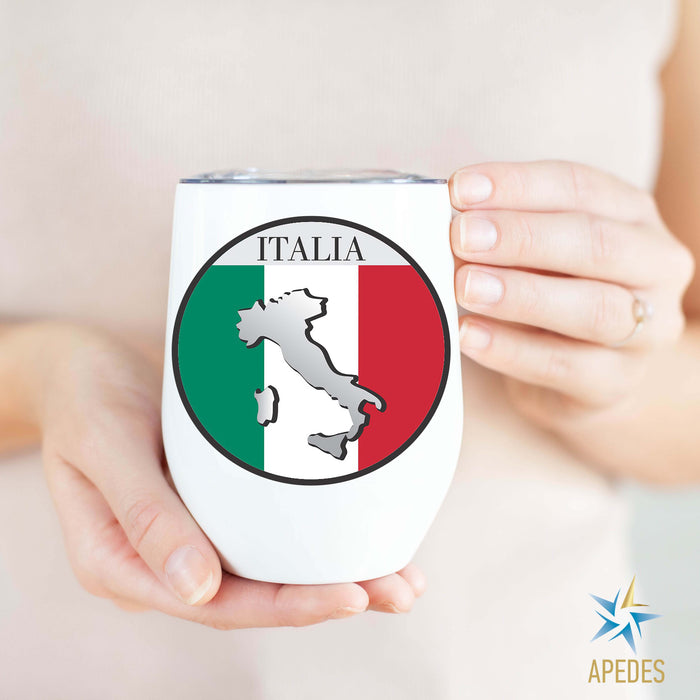 Italy Flag Stainless Steel Stemless Wine Cup 12 OZ