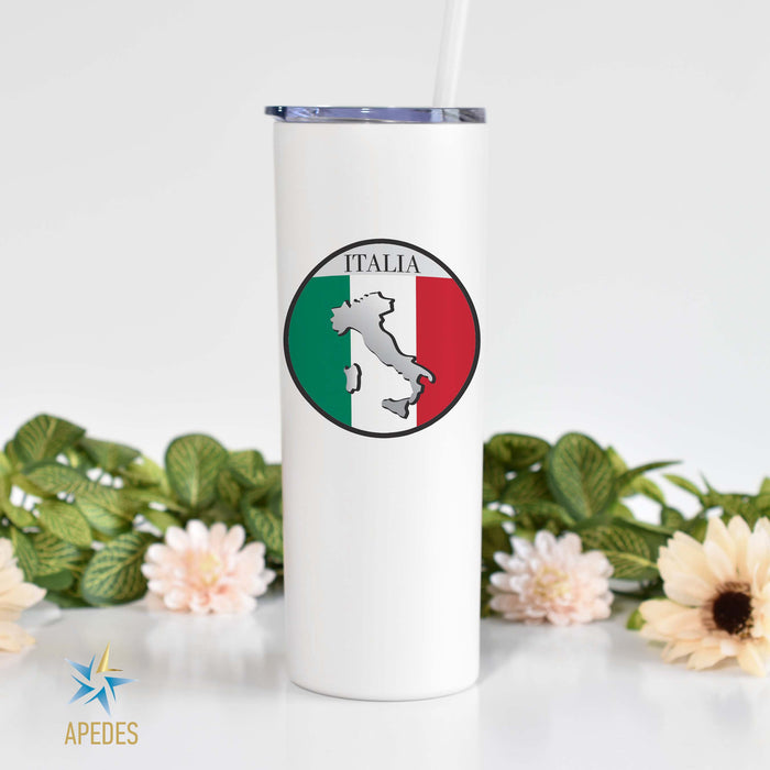 Italy Flag Stainless Steel Skinny Tumbler 20 OZ