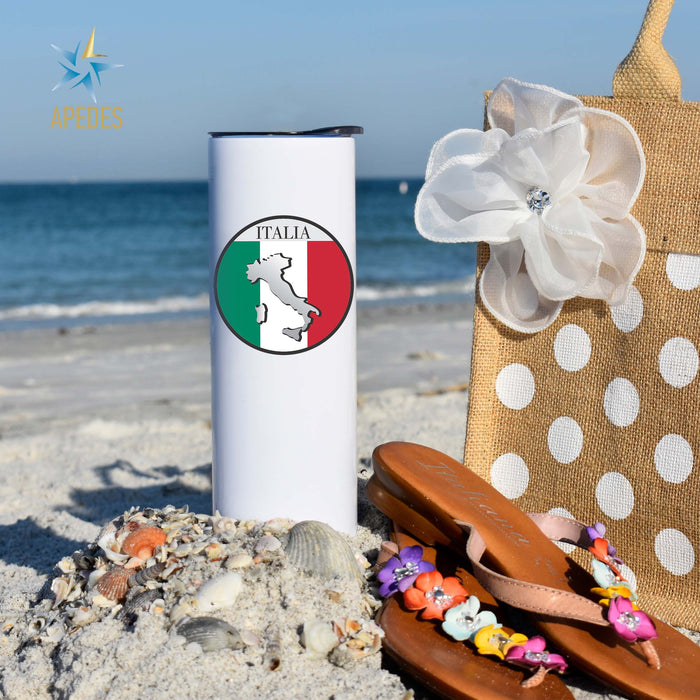 Italy Flag Stainless Steel Skinny Tumbler 20 OZ