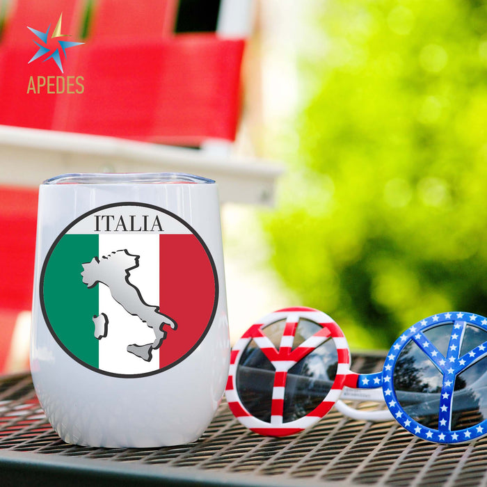 Italy Flag Stainless Steel Stemless Wine Cup 12 OZ