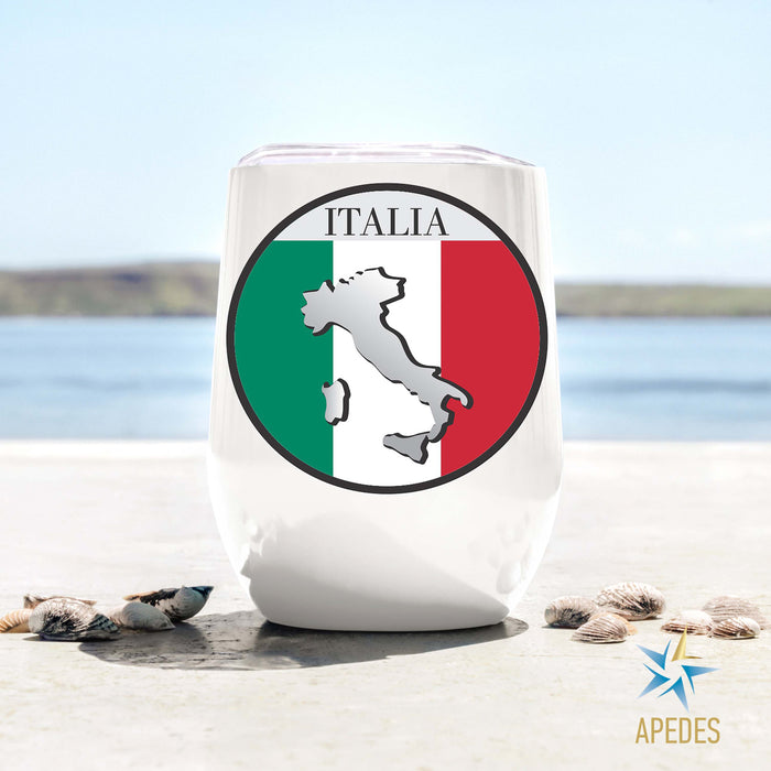 Italy Flag Stainless Steel Stemless Wine Cup 12 OZ