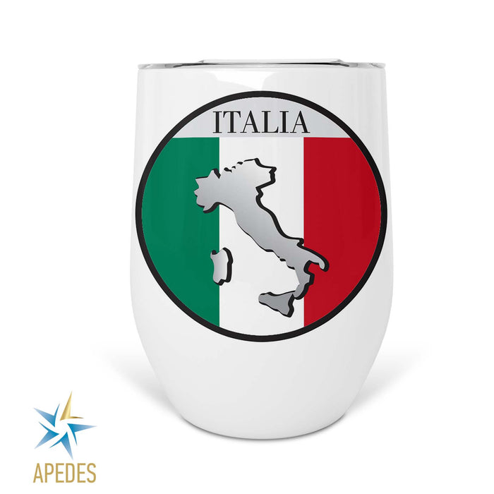 Italy Flag Stainless Steel Stemless Wine Cup 12 OZ