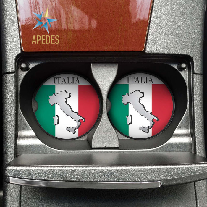 Italy Car Cup Holder Coaster (Set of 2) — Apedes Flags And Banners