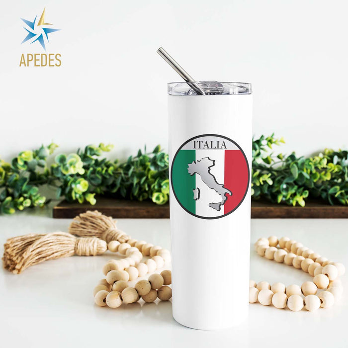 Italy Flag Stainless Steel Skinny Tumbler 20 OZ