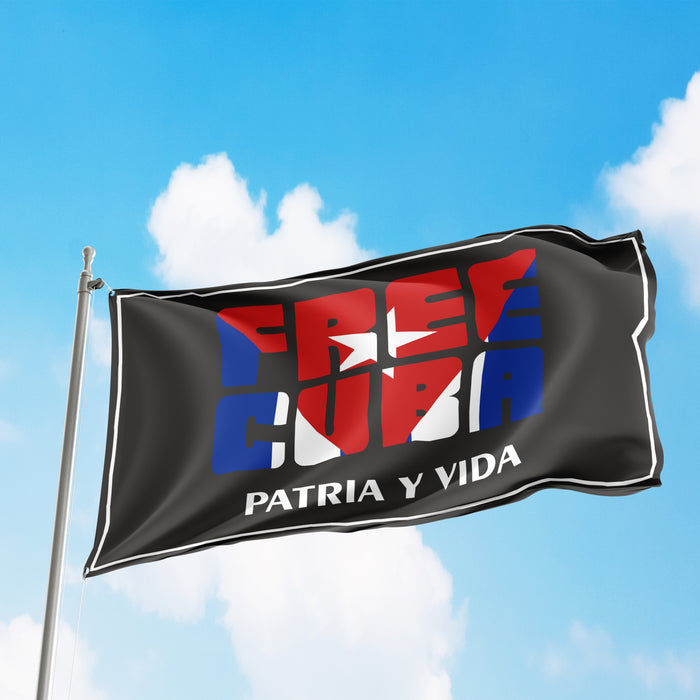 Free Cuba Patria Y Vida Fist Flag Banner