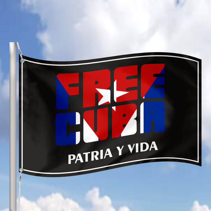 Free Cuba Patria Y Vida Fist Flag Banner