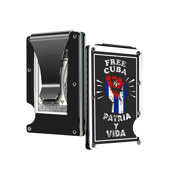 Free Cuba Patria Y Vida Fist Stainless Steel Money Clip Wallet Credit Card Holder