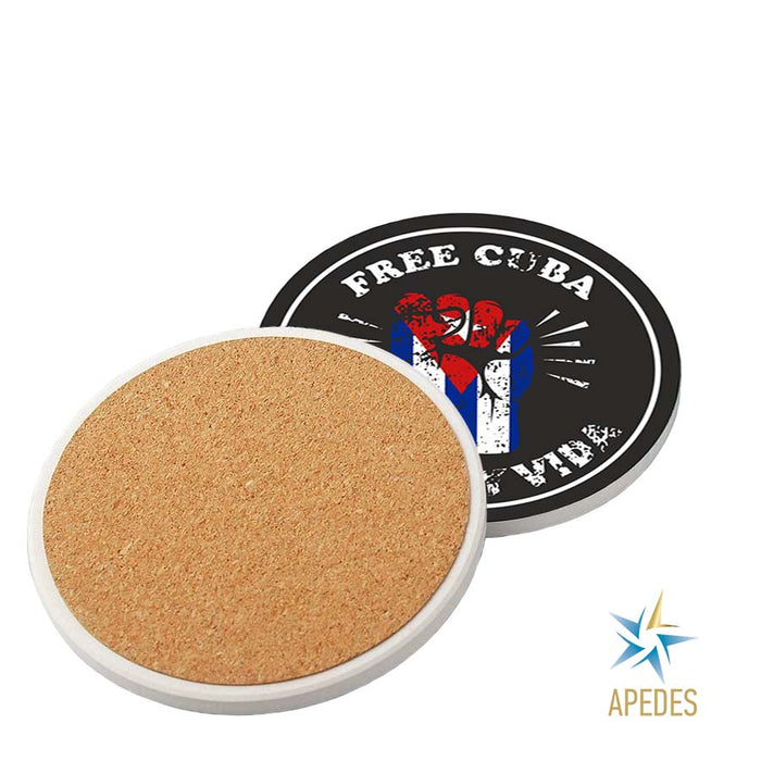 Free Cuba Patria Y Vida Absorbent Ceramic Coasters for Drinks with Holder (Set of 8)