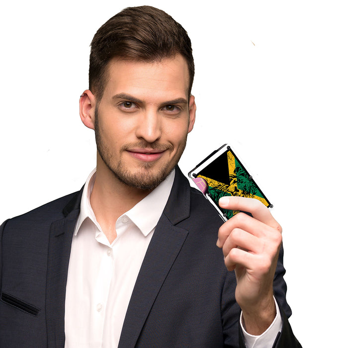 Jamaica With Lion Flag Stainless Steel Money Clip Wallet Credit Card Holder