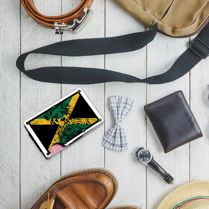 Jamaica With Lion Flag Stainless Steel Money Clip Wallet Credit Card Holder
