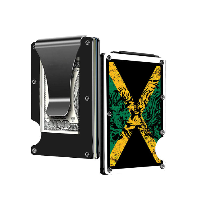 Jamaica With Lion Flag Stainless Steel Money Clip Wallet Credit Card Holder