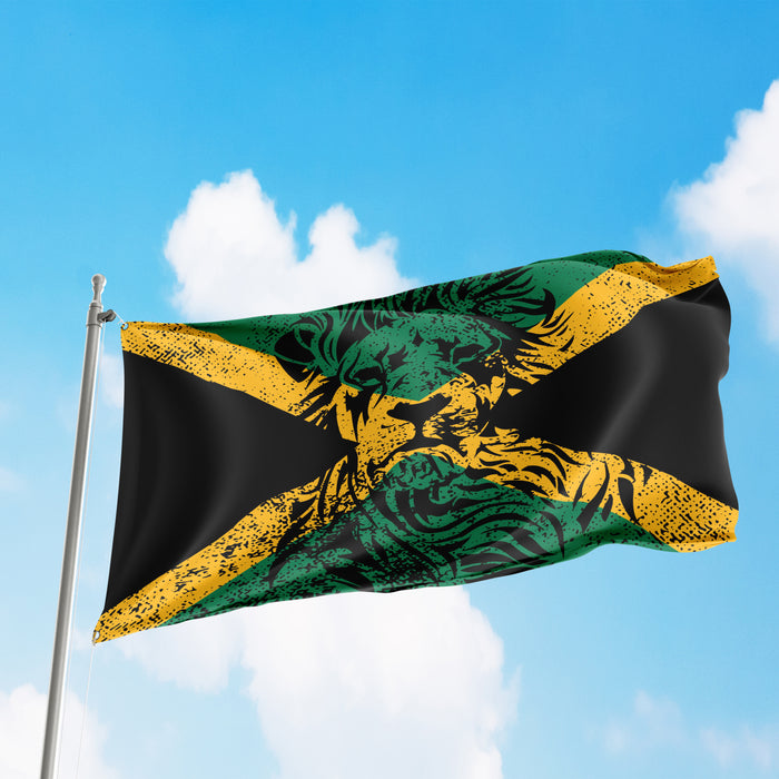 Jamaica With Lion Flag Banner