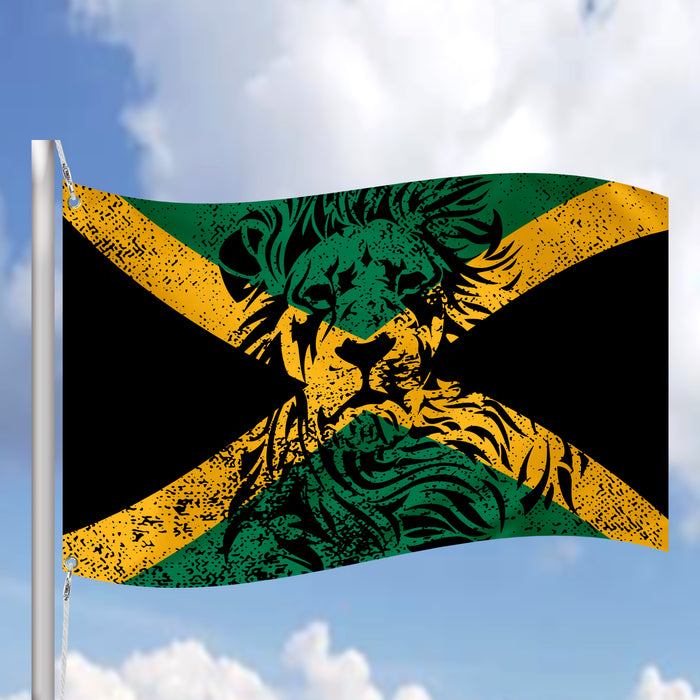 Jamaica With Lion Flag Banner