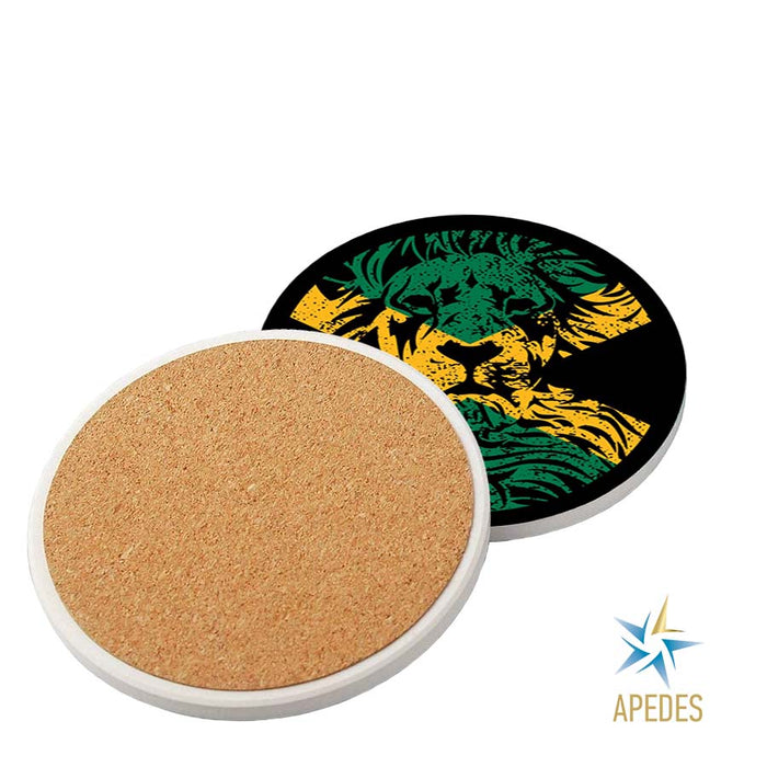 Jamaica Flag with Lion Absorbent Ceramic Coasters for Drinks with Holder (Set of 8)