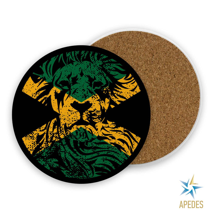 Jamaica Flag with Lion Absorbent Ceramic Coasters for Drinks with Holder (Set of 8)