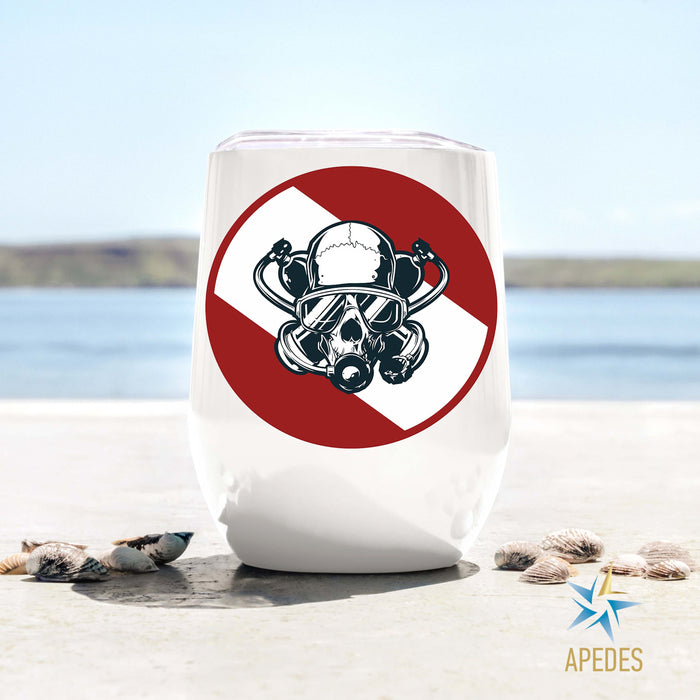 Diver Skull Stainless Steel Stemless Wine Cup 12 OZ