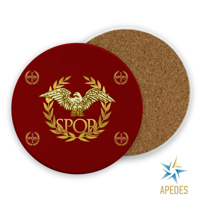 Roman Empire Ceramic Coasters for Drinks with Holder (Set of 8)