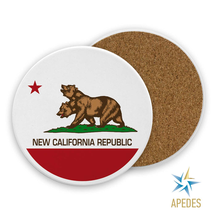 New California Republic Ceramic Coasters for Drinks with Holder (Set of 8)