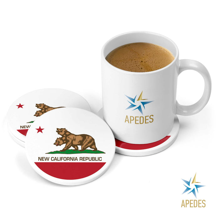 New California Republic Ceramic Coasters for Drinks with Holder (Set of 8)